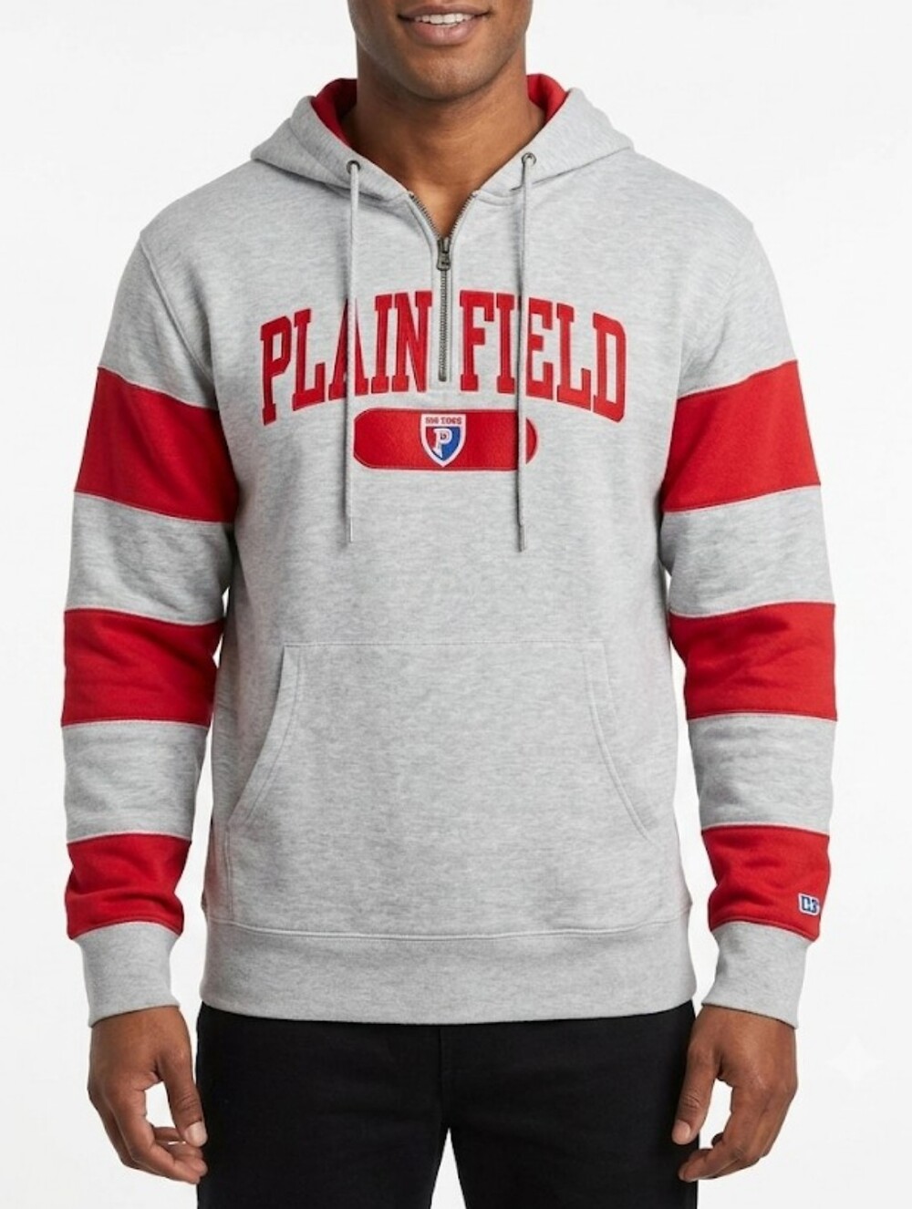 Blue 84 Grey & Red Plainfield Stripe Zip-Up Hoodie Size XL